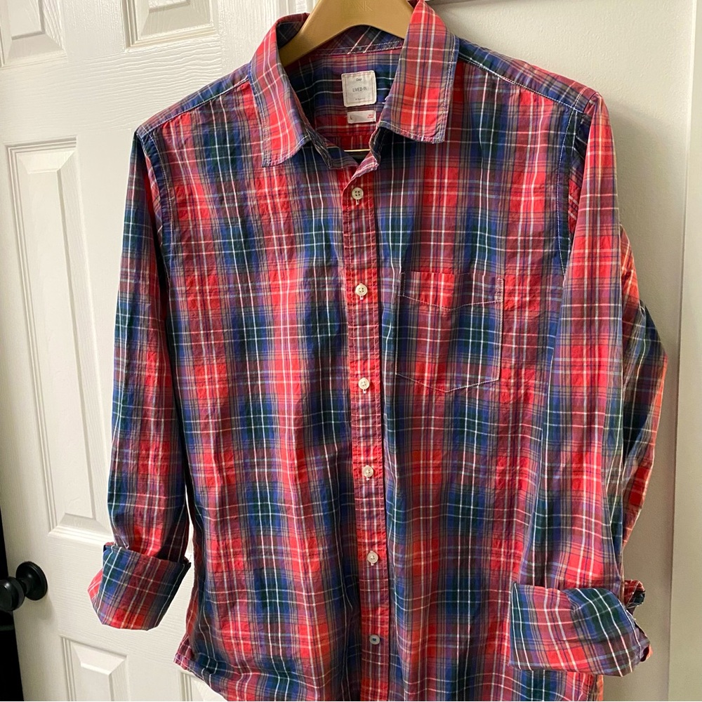 GAP Lightweight Long Sleeve Button Down Casual Dress Shirt in Large Red